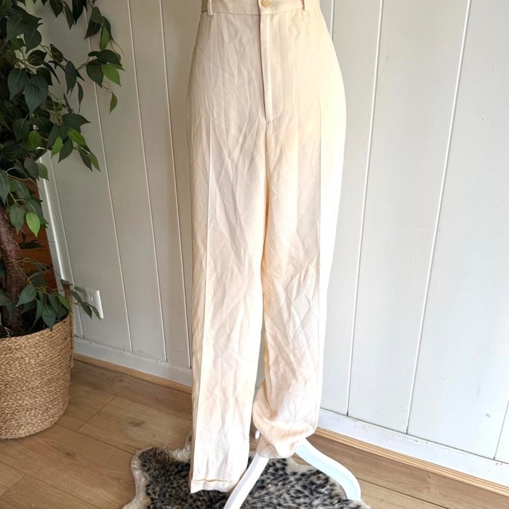 Ralph Lauren High Rise Cream Wool Pants Women's Size 10
